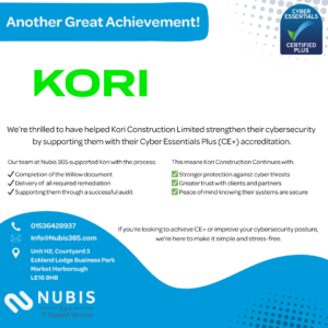 Kori Construction Achieves CE+ certification